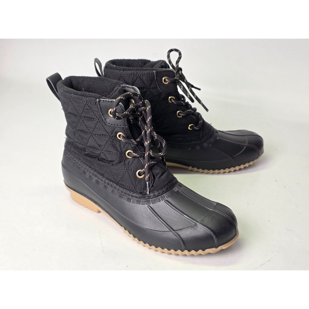 Magellan Outdoors Women's Duck Boots Size 8 B Black Rubber Lace Up Shoes
